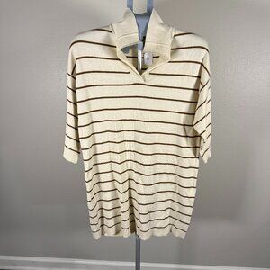 Max Studio beige brown stripe dress size XS